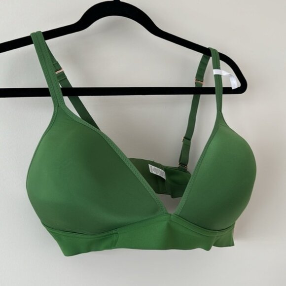 Aerie Women Solid Green Plugging Neckline Bra Plus Size 40C - Picture 3 of 11